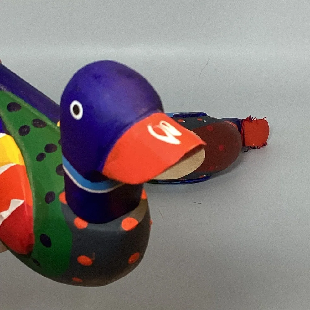Vintage Hand Painted Wooden Korean Wedding Ducks‎ Collectible Pair by Donghae